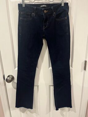 Express Low Rose Barely Boot Stretch Dark Navy Blue Jeans Size 2